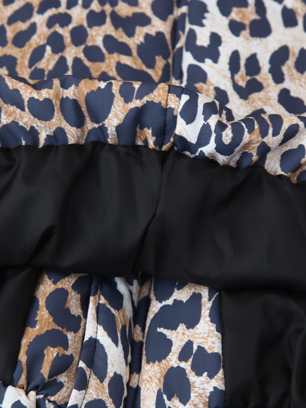 Leopard Print Rib Collar Bomber Jacket - Brown - 8