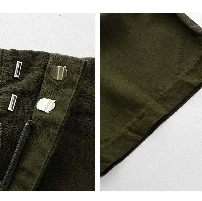 Tencel Blend Pleated Wide Leg Trousers - Green - 2