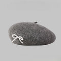 Pearl Bow Detail Beret Hat - Color_1
