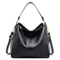 Slouchy Faux Leather Hobo Shoulder Bag - Black