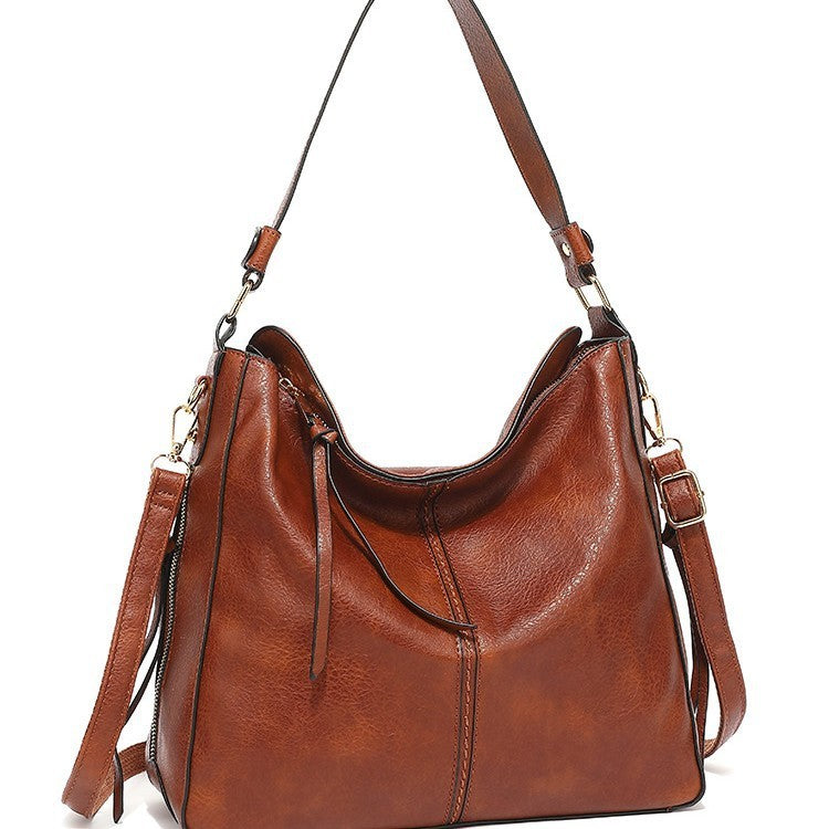 Slouchy Faux Leather Hobo Shoulder Bag