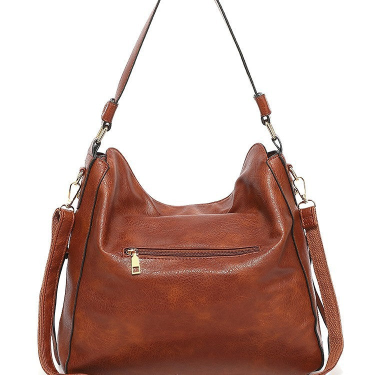 Slouchy Faux Leather Hobo Shoulder Bag