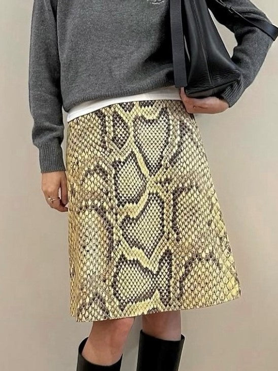Snake Print A Line Midi Skirt - Python - 3