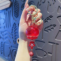 Floating Flower Orb Bell Keychain - Red