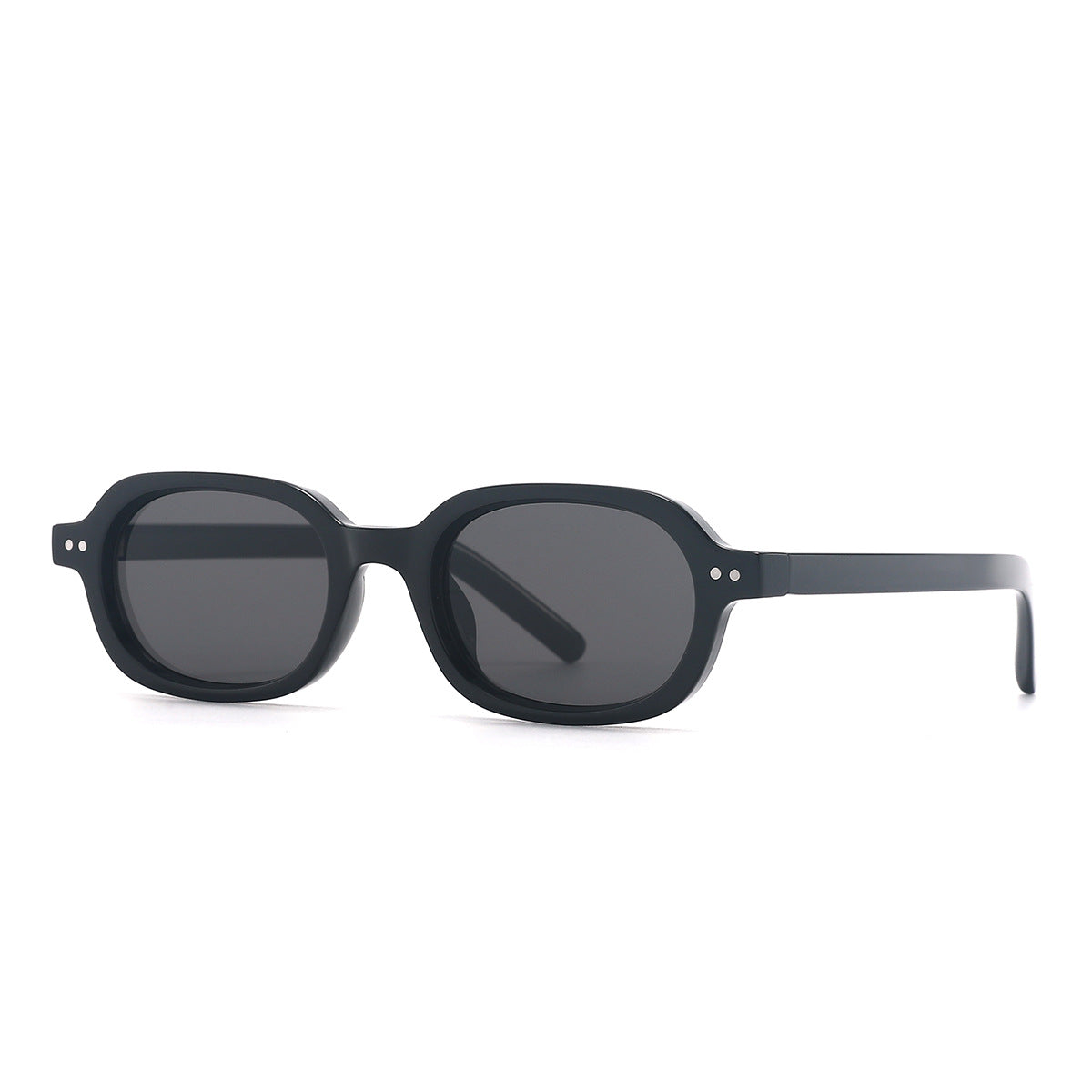 Vintage Two-Tone Tiny Oval Lens Sunglasses - Black