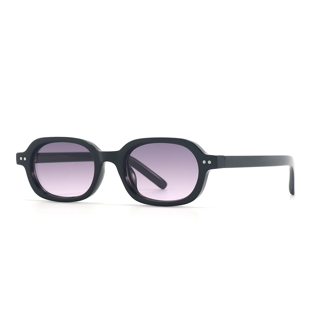 Vintage Two-Tone Tiny Oval Lens Sunglasses - Black Purple