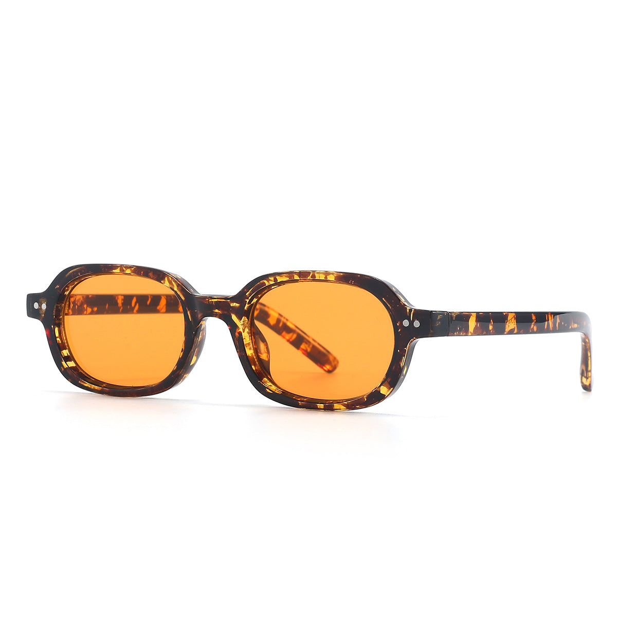 Vintage Two-Tone Tiny Oval Lens Sunglasses - Tortoise Orange