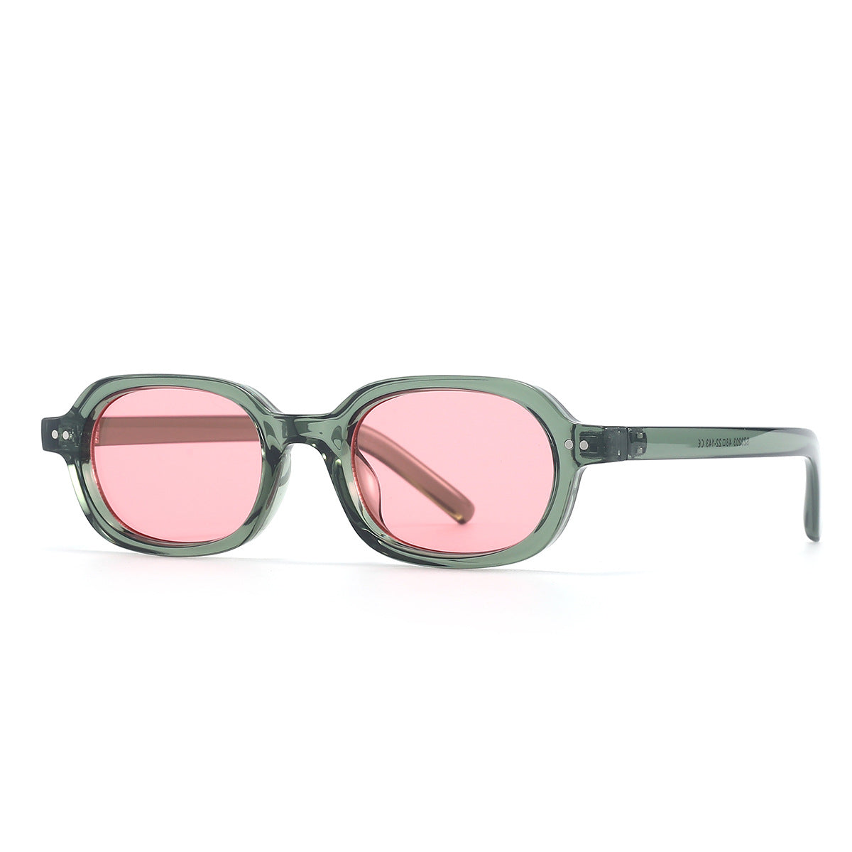 Vintage Two-Tone Tiny Oval Lens Sunglasses - Green Pink