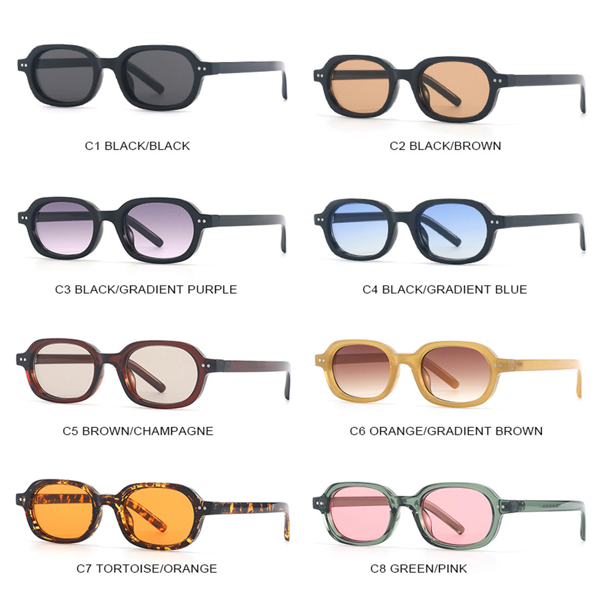Vintage Two-Tone Tiny Oval Lens Sunglasses