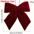 Velvet Hanging Christmas Bow for Tree and Window - Red-M