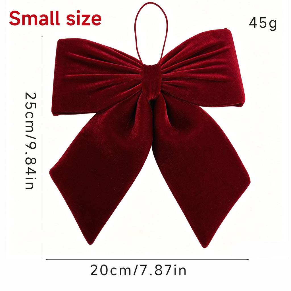 Velvet Hanging Christmas Bow for Tree and Window - Red-S