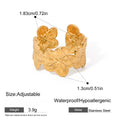 Textured Flower Wide Open Band Ring - Gold