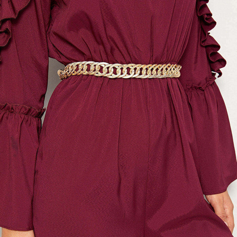 Chunky Curb Chain Waist Belt - Gold - 2