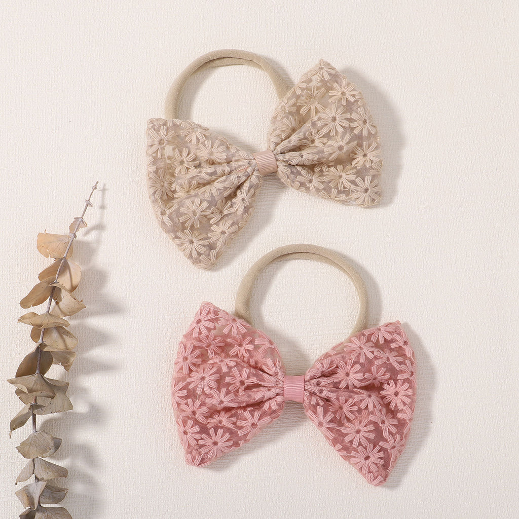 Floral Lace Bow Baby Nylon Headband - view 2