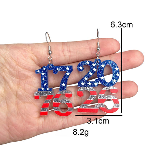 Americana Glitter Acrylic Dangle Earrings - NO-1