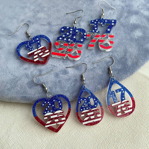 Americana Glitter Acrylic Dangle Earrings
