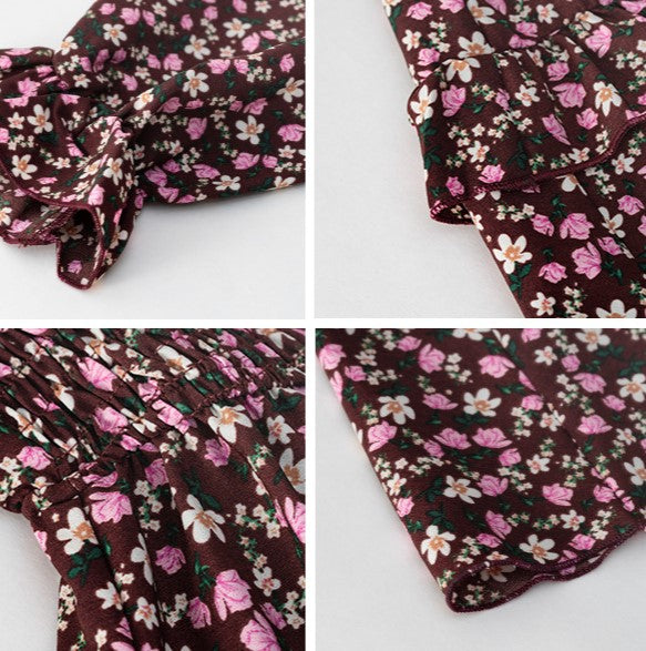 Ditsy Floral Smocked Tiered Mini Dress - Pink - 3