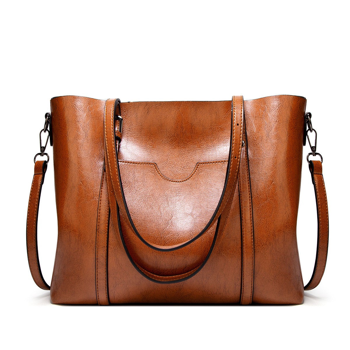 Oiled Faux Leather Work Tote Bag