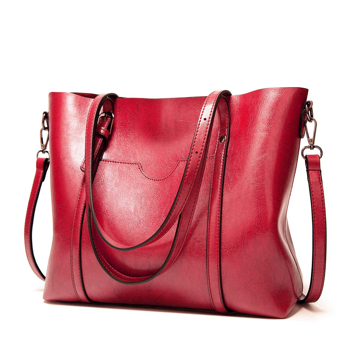 Oiled Faux Leather Work Tote Bag