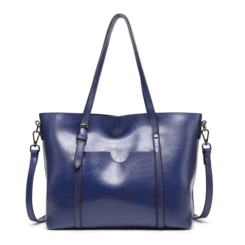 Oiled Faux Leather Work Tote Bag