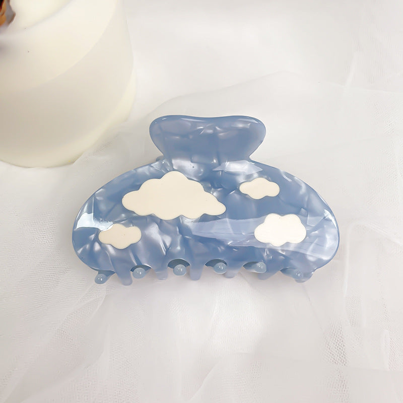 Cloud Print Acetate Hair Claw Clip - Gripper