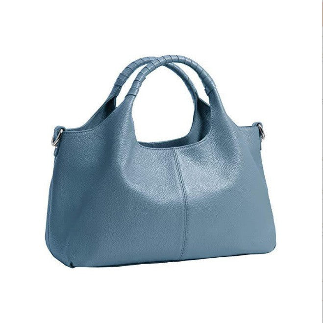 Slouchy Vegan Leather Top Handle Hobo Bag - Dusty Blue