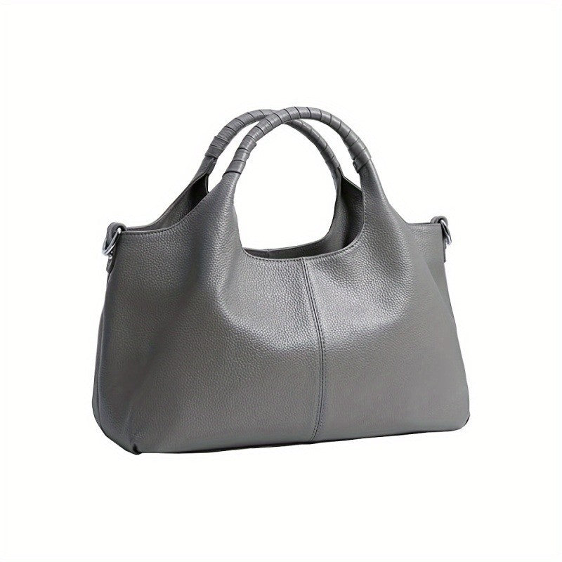 Slouchy Vegan Leather Top Handle Hobo Bag - Gray