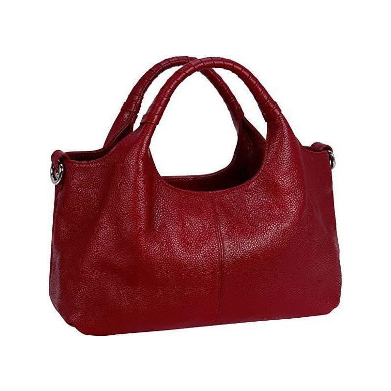 Slouchy Vegan Leather Top Handle Hobo Bag - Red