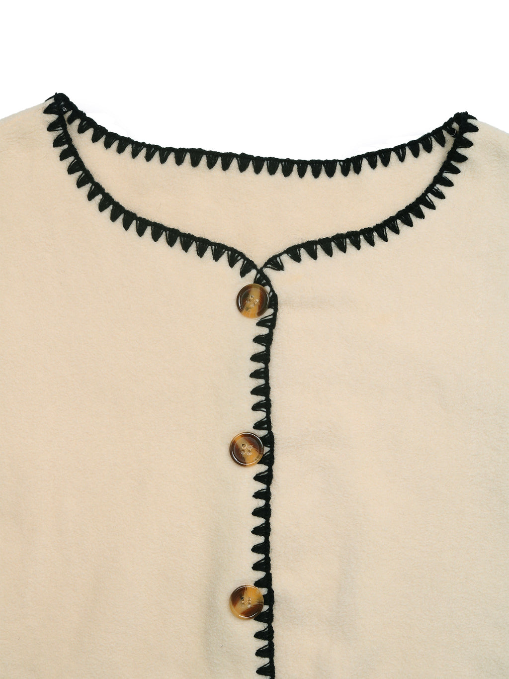 Contrast Blanket Stitch Micro Fleece Jacket - Beige - 6