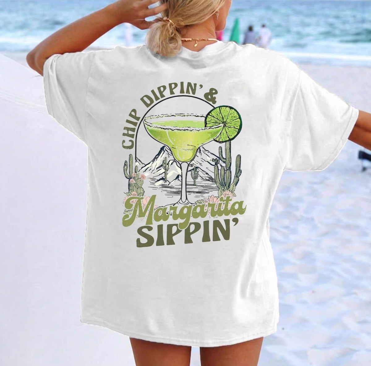 Desert Margarita Graphic Oversized Tee - White