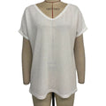 Waffle Knit Crochet Back Tee - White