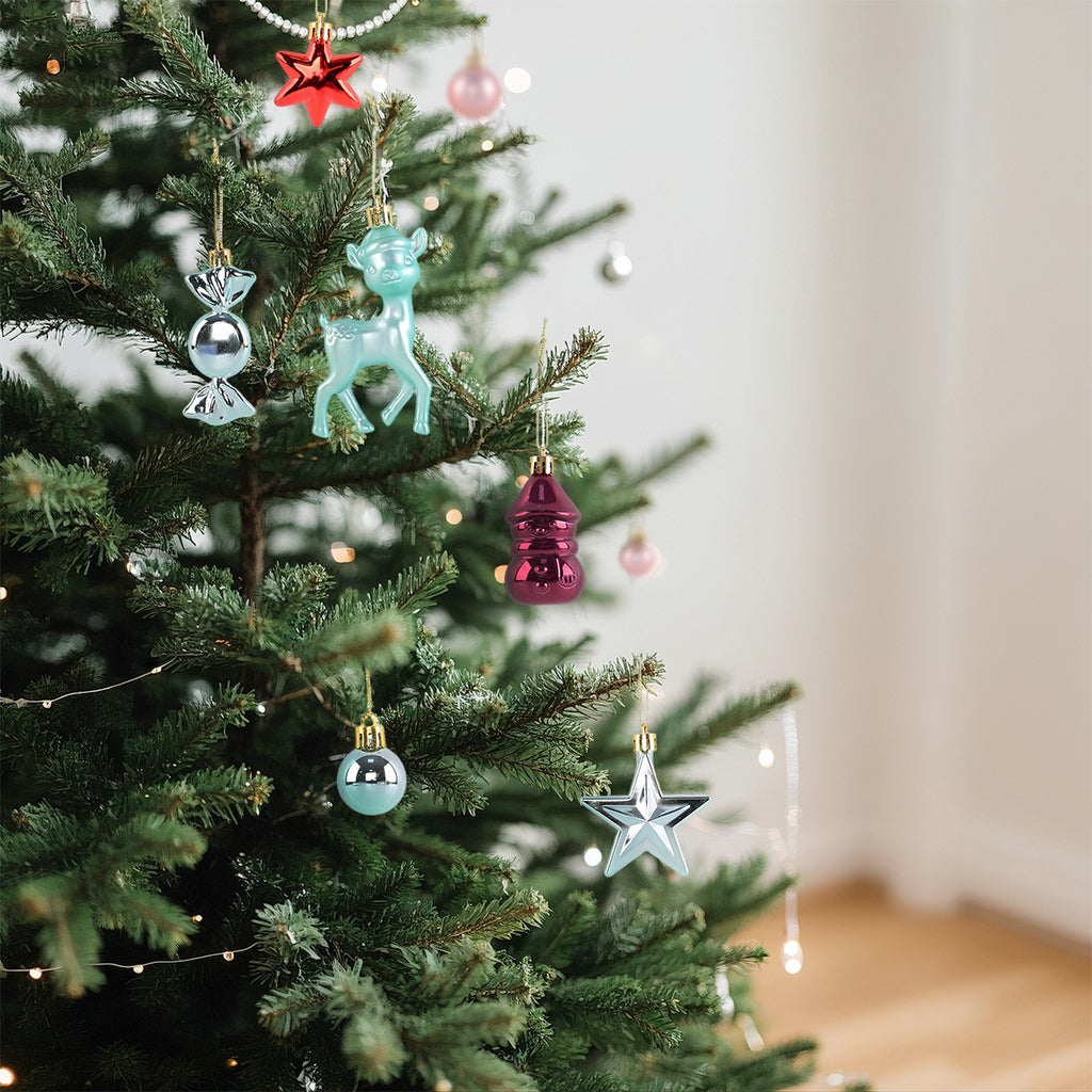 45-Piece Christmas Ornament Set with Reindeer and Bows - Blue - 3
