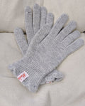 Ribbed Knit Gloves With Ruffle Cuff - Grey