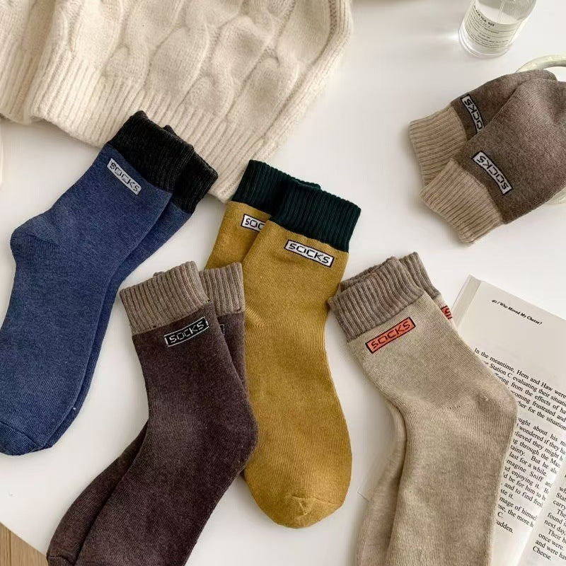 Contrast Cuff Thick Terry Mid Socks - view 1