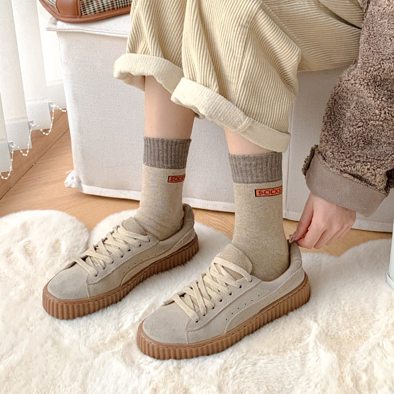 Contrast Cuff Thick Terry Mid Socks - view 2
