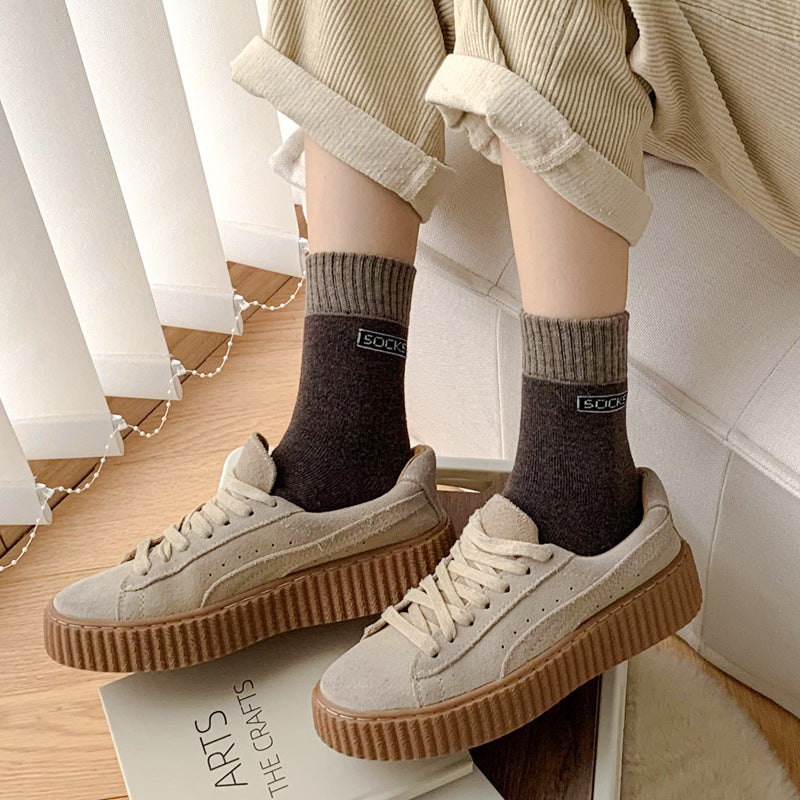 Contrast Cuff Thick Terry Mid Socks - view 3