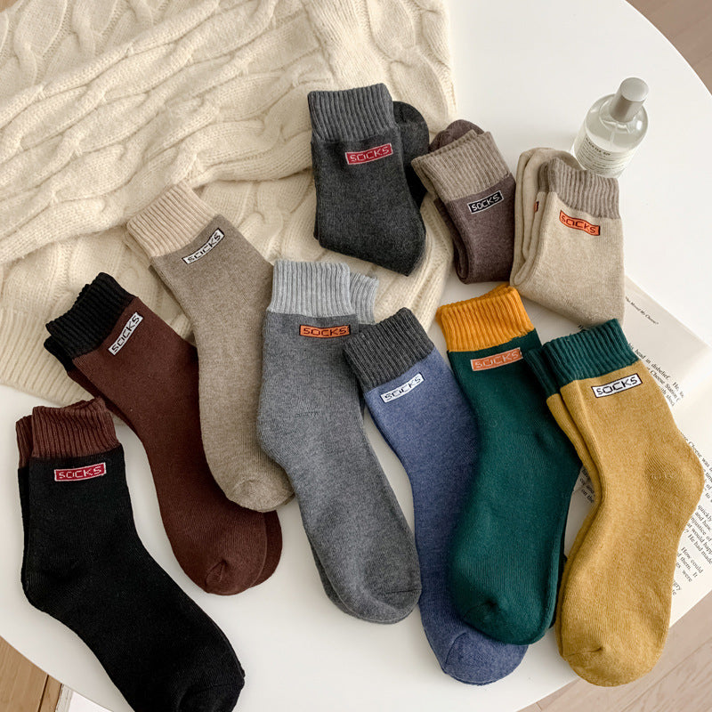 Contrast Cuff Thick Terry Mid Socks - view 4