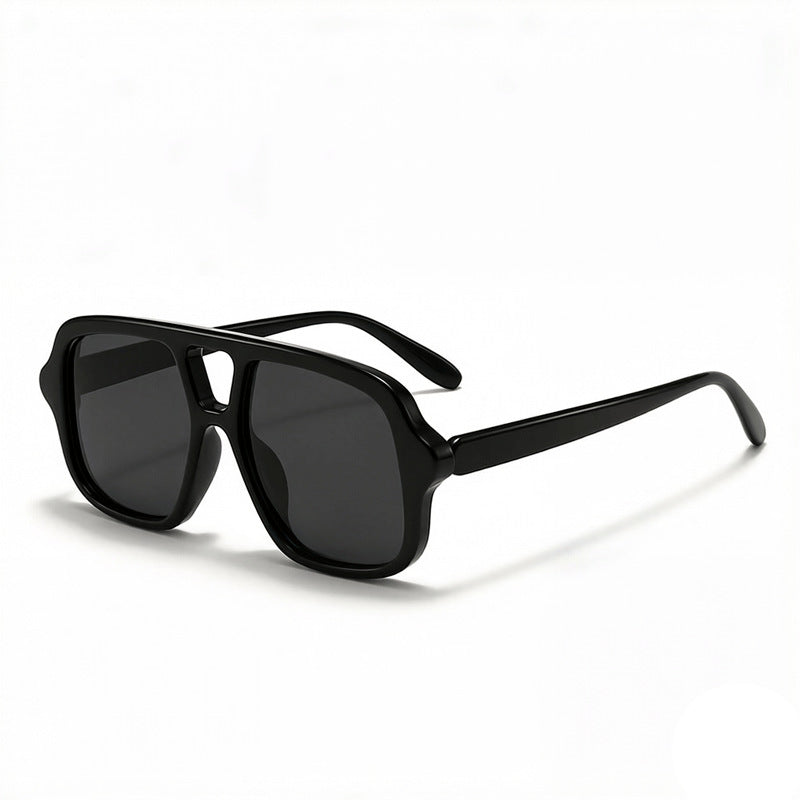 Oversized Square Sunglasses With Double Brow Bar - Color_01