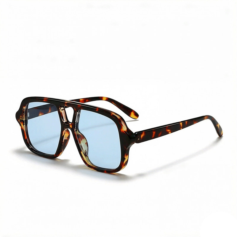 Oversized Square Sunglasses With Double Brow Bar - Color_02