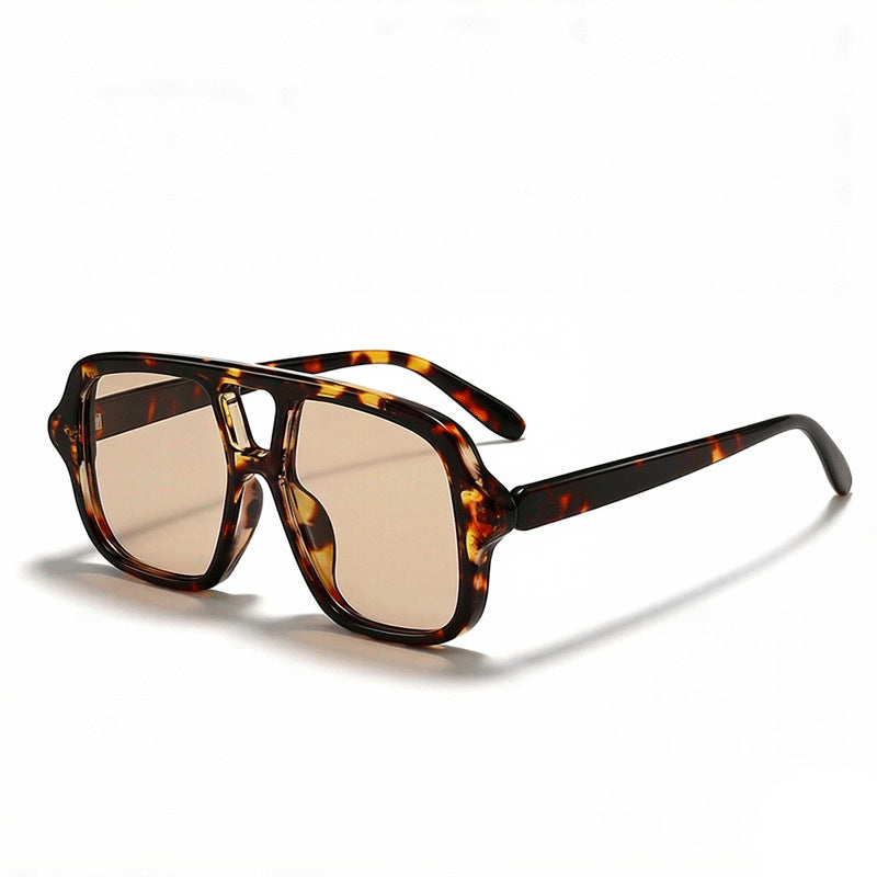 Oversized Square Sunglasses With Double Brow Bar - Color_03