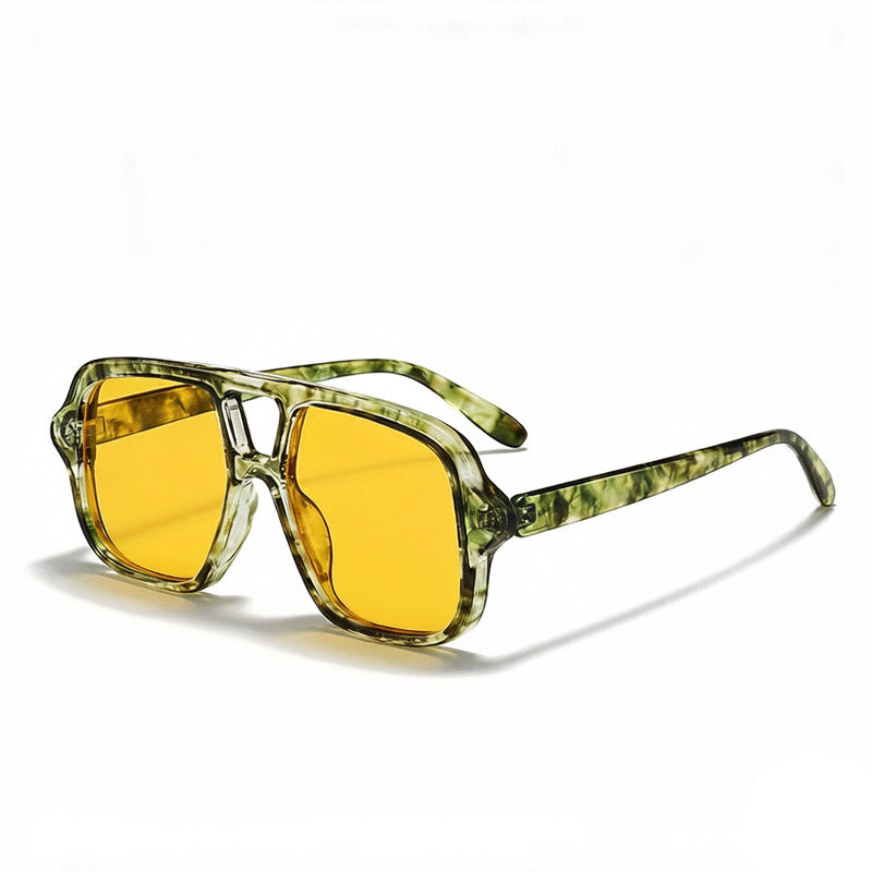 Oversized Square Sunglasses With Double Brow Bar - Color_05
