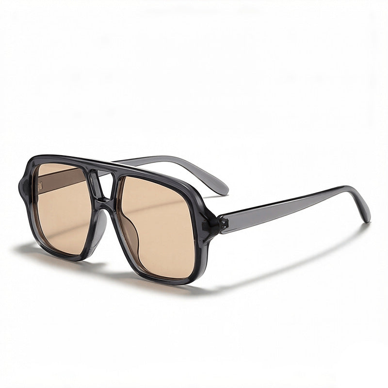 Oversized Square Sunglasses With Double Brow Bar - Color_07
