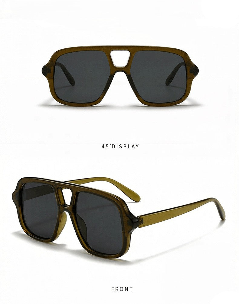Oversized Square Sunglasses With Double Brow Bar