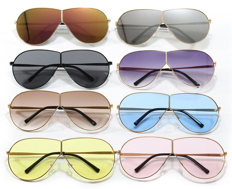 Oversized One Piece Lens Pilot Sunglasses - view 1