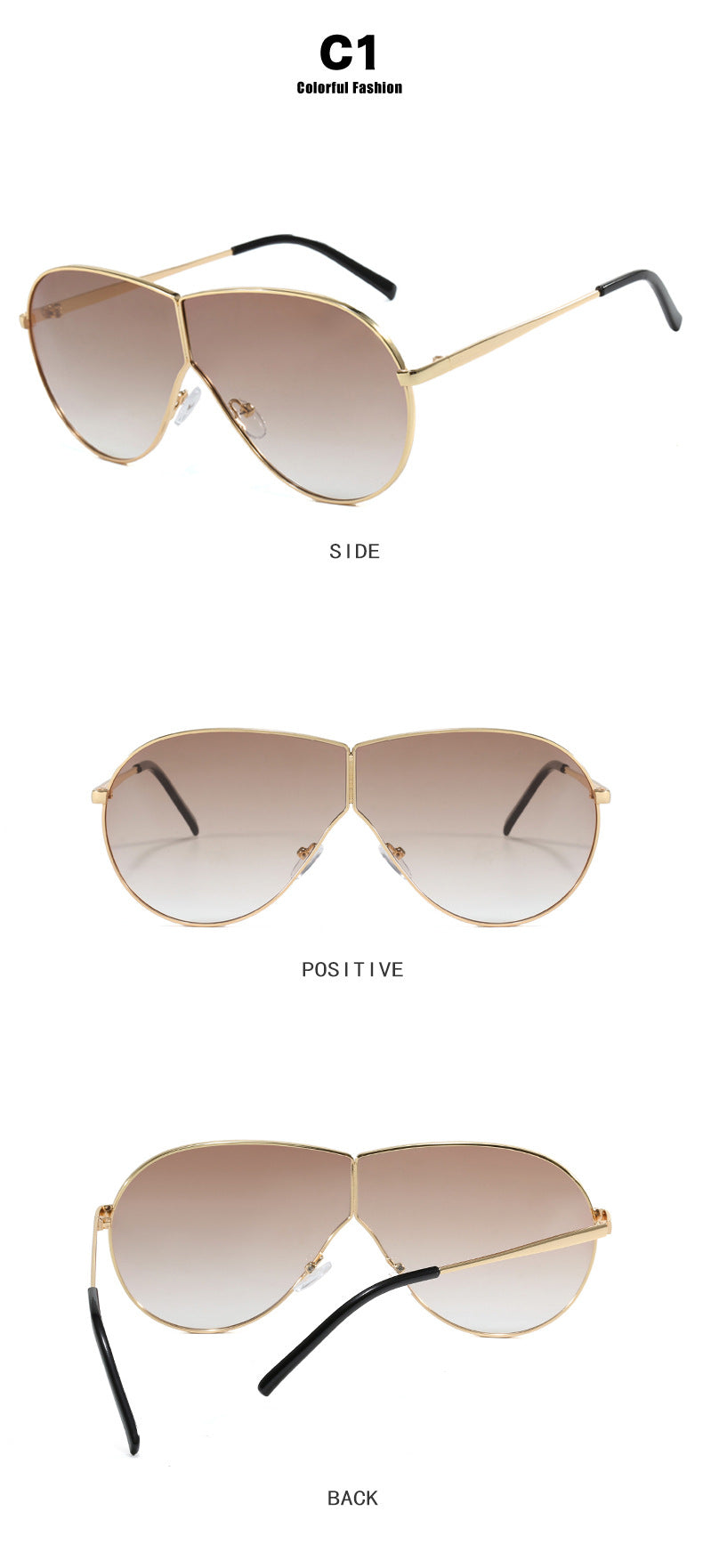 Oversized One Piece Lens Pilot Sunglasses - view 2
