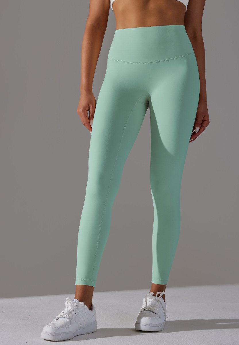 High Waist Brushed Seamless Yoga Leggings - Aqua green
