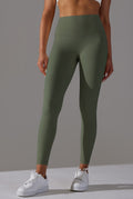 High Waist Brushed Seamless Yoga Leggings - Army Green
