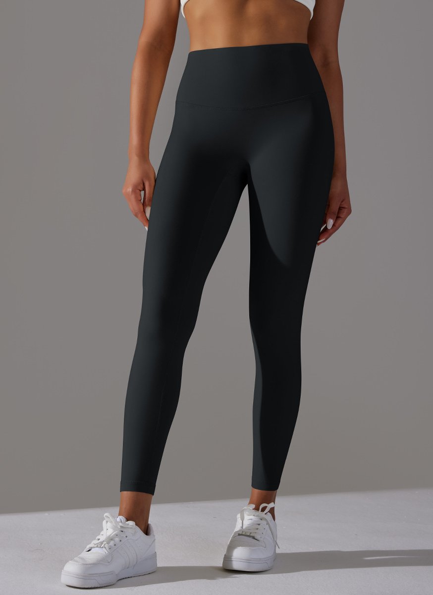 High Waist Brushed Seamless Yoga Leggings - Black