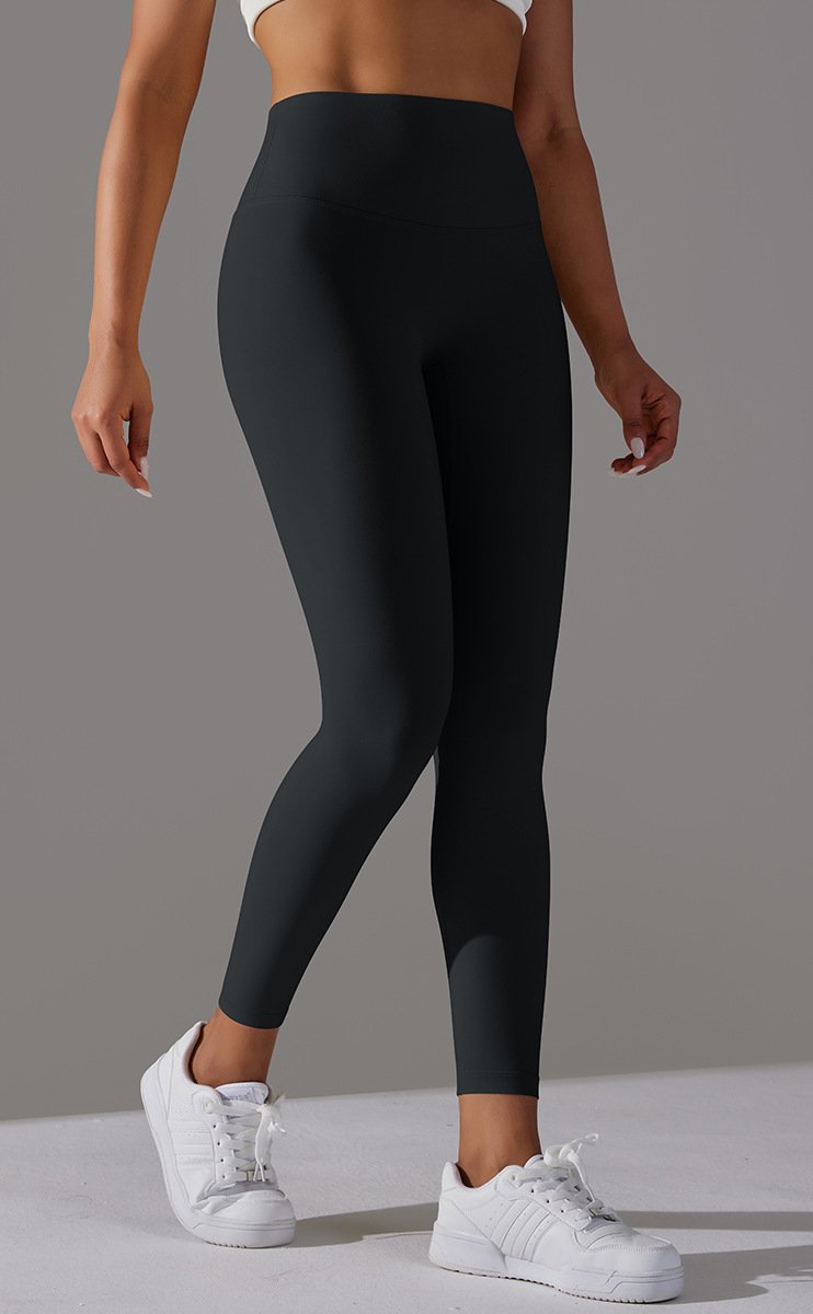 High Waist Brushed Seamless Yoga Leggings - Black - 3