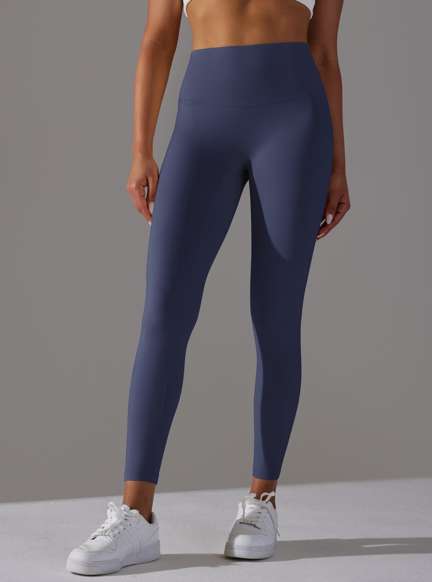 High Waist Brushed Seamless Yoga Leggings - Blue